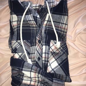 Flannel sweatshirt w/ hood